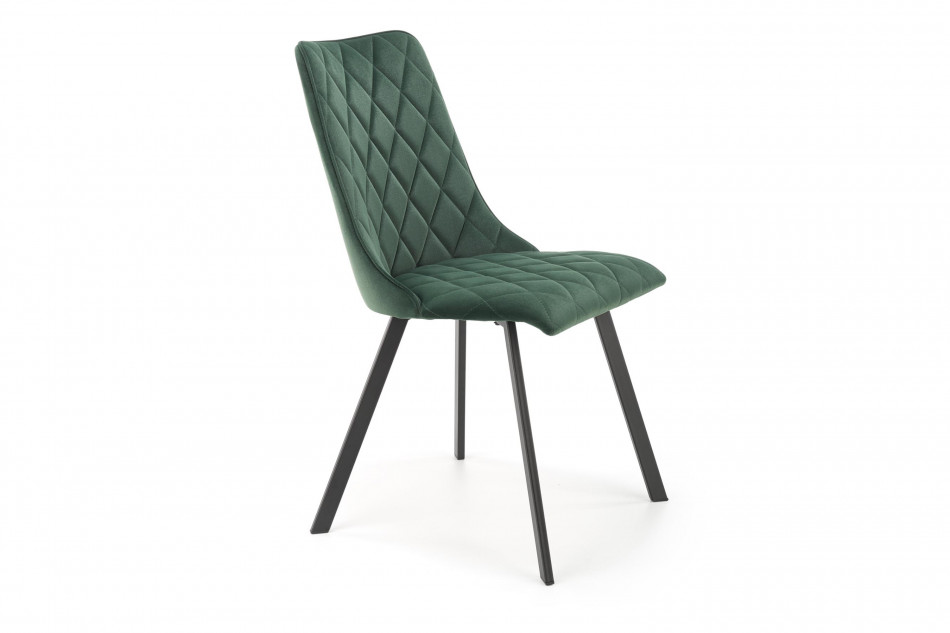 RIZA Nowoczesne krzesło tapicerowane na stalowych nóżkach butelkowa zieleń ciemny zielony - zdjęcie 0