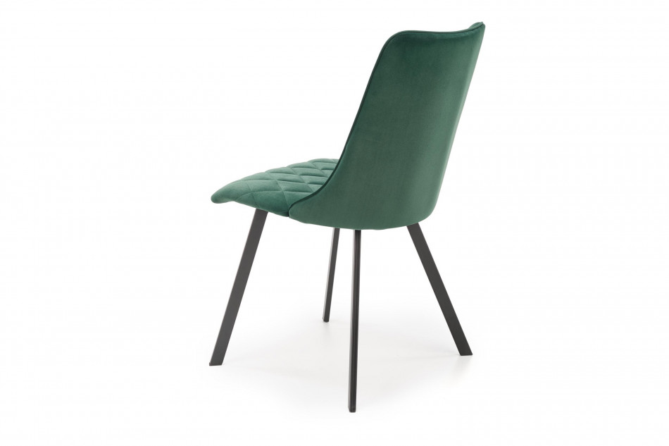 RIZA Nowoczesne krzesło tapicerowane na stalowych nóżkach butelkowa zieleń ciemny zielony - zdjęcie 2