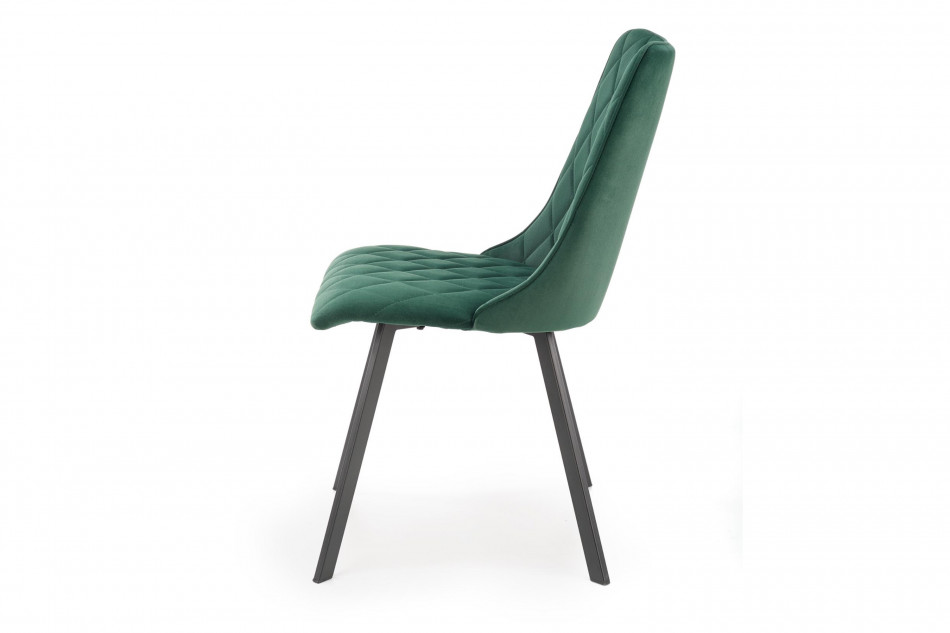 RIZA Nowoczesne krzesło tapicerowane na stalowych nóżkach butelkowa zieleń ciemny zielony - zdjęcie 3
