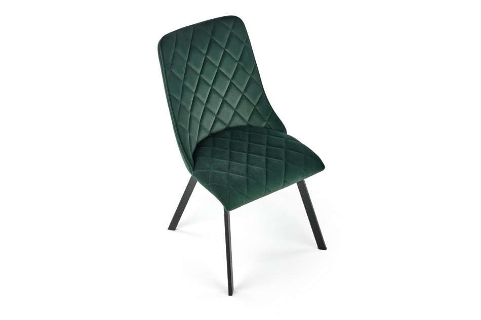 RIZA Nowoczesne krzesło tapicerowane na stalowych nóżkach butelkowa zieleń ciemny zielony - zdjęcie 5