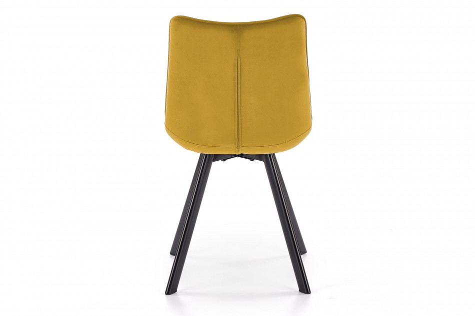 BELISSI Proste krzesło do salonu welur żółte żółty - zdjęcie 3