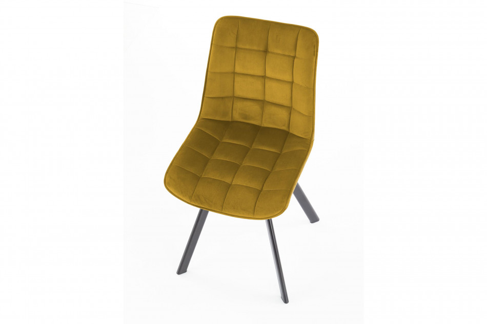 BELISSI Proste krzesło do salonu welur żółte żółty - zdjęcie 4