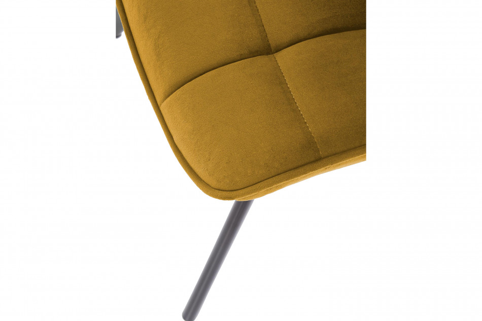 BELISSI Proste krzesło do salonu welur żółte żółty - zdjęcie 5
