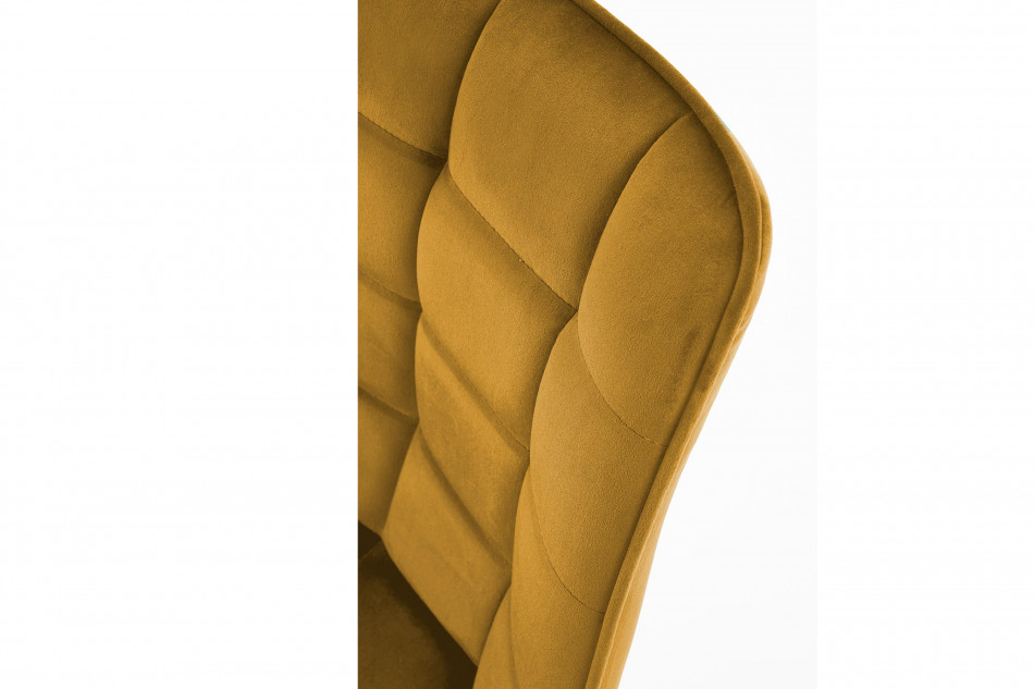 BELISSI Proste krzesło do salonu welur żółte żółty - zdjęcie 6