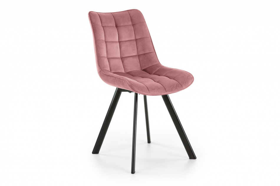 BELISSI Proste krzesło do salonu welur różowe różowy - zdjęcie 0