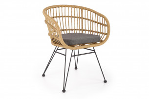AMMI, https://konsimo.pl/kolekcja/ammi/ Okrągłe krzesło rattanowe z poduszką naturalny/popielaty - zdjęcie