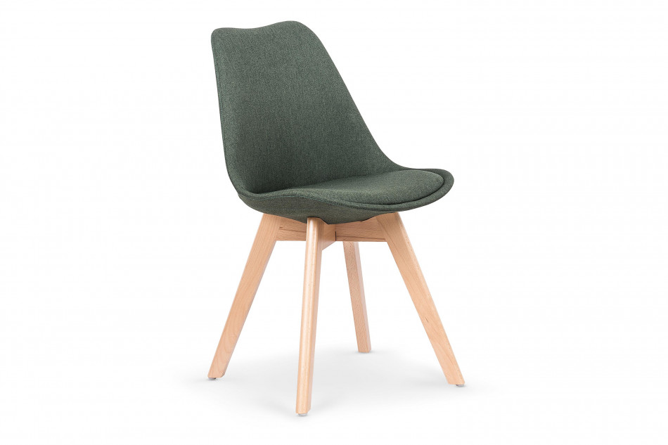 ABRAMIS Skandynawskie krzesło tapicerowane drewniane nogi zielone zielony - zdjęcie