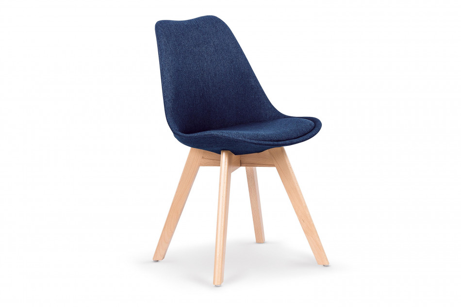 ABRAMIS Skandynawskie krzesło tapicerowane drewniane nogi granatowe granatowy - zdjęcie