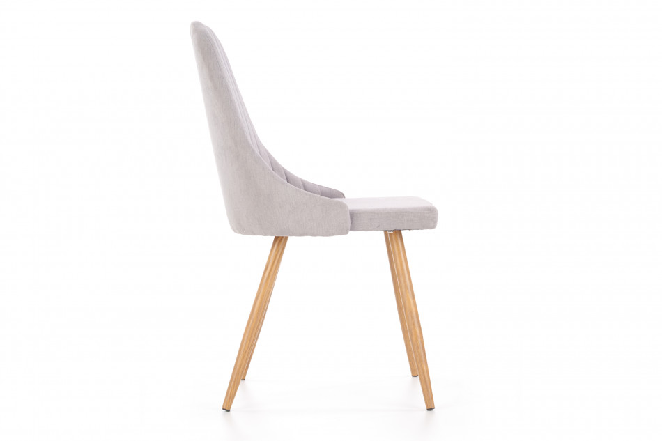 NUBILI Skandynawskie proste krzesło tapicerowane jasnoszare jasny szary - zdjęcie 3