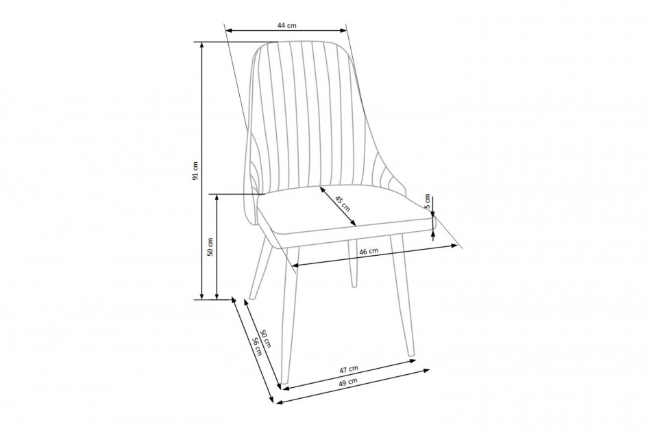 NUBILI Skandynawskie proste krzesło tapicerowane jasnoszare jasny szary - zdjęcie 7