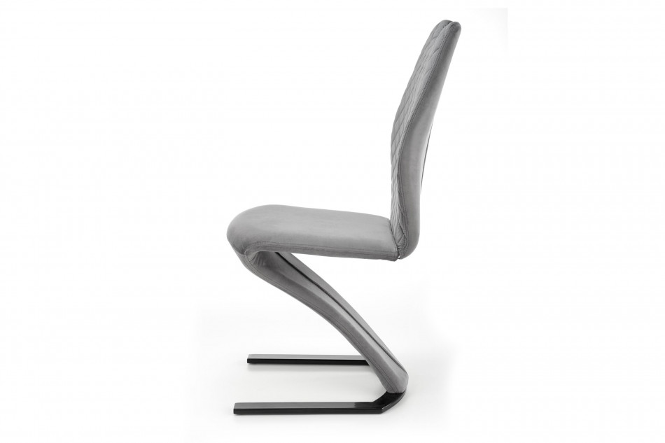 NELLA Nowoczesne wygięte krzesło tapicerowane szare szary - zdjęcie 2