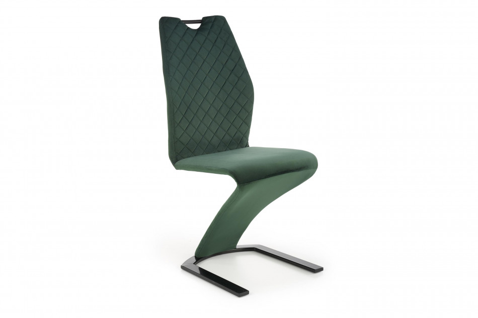 NELLA Nowoczesne wygięte krzesło tapicerowane butelkowa zieleń ciemny zielony - zdjęcie