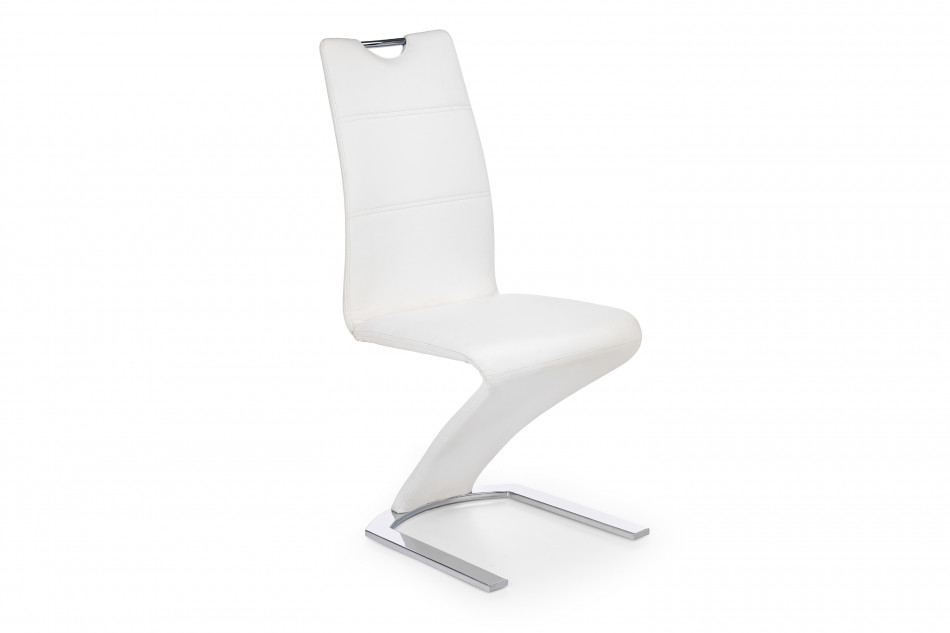 AFINI Nowoczesne wygięte krzesło ekoskóra białe biały - zdjęcie
