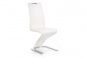 TIMUS, https://konsimo.pl/kolekcja/timus/ Nowoczesne wygięte krzesło pikowane ekoskóra białe biały - zdjęcie