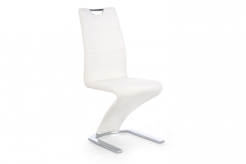 TIMUS Nowoczesne wygięte krzesło pikowane ekoskóra białe biały - zdjęcie 0