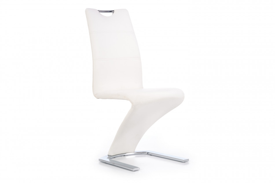 TIMUS Nowoczesne wygięte krzesło pikowane ekoskóra białe biały - zdjęcie 2
