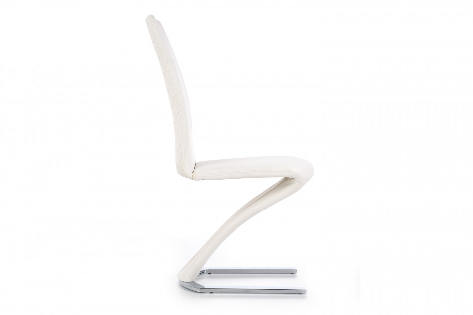 TIMUS Nowoczesne wygięte krzesło pikowane ekoskóra białe biały - zdjęcie 3