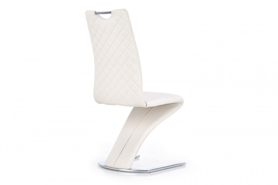 TIMUS Nowoczesne wygięte krzesło pikowane ekoskóra białe biały - zdjęcie 4