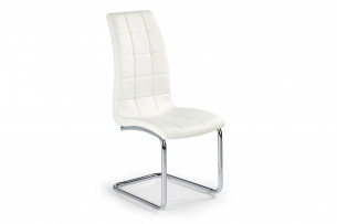 CALAMO, https://konsimo.pl/kolekcja/calamo/ Stalowe krzesło do jadalni na płozie ekoskóra białe biały - zdjęcie