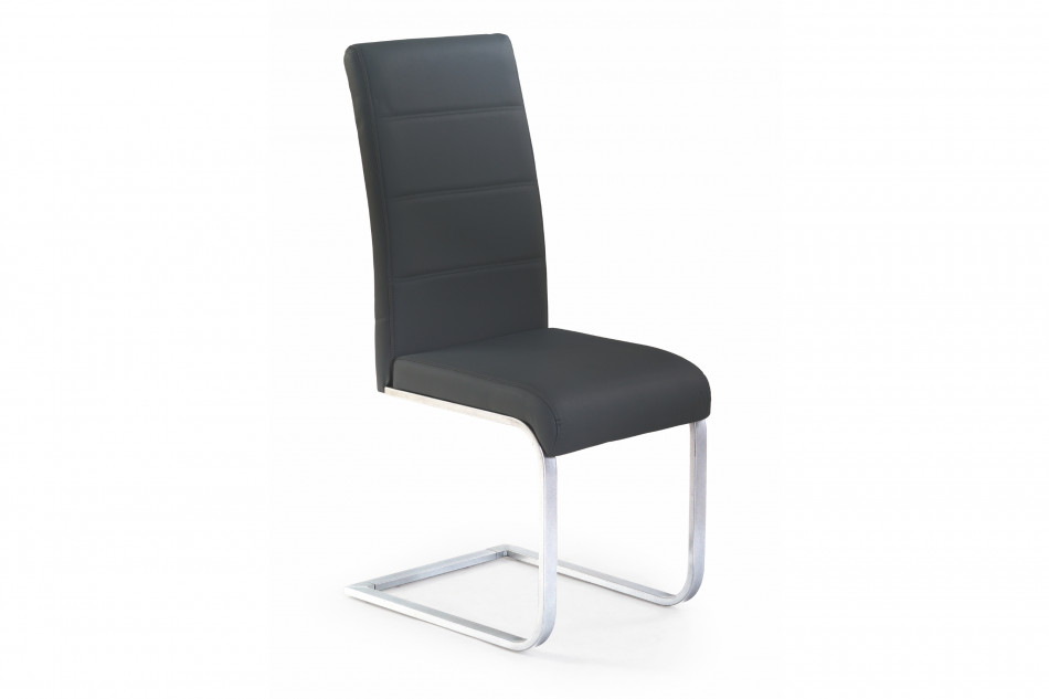 ROYLE Stalowe krzesło tapicerwane na płozie czarne czarny - zdjęcie 0