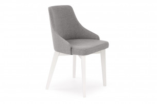 GRAPO, https://konsimo.pl/kolekcja/grapo/ Skandynawskie krzesło kubełek z podłokietnikami jasnoszare na białych drewnianych nogach jasny szary/biały - zdjęcie