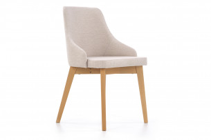 GRAPO, https://konsimo.pl/kolekcja/grapo/ Skandynawskie krzesło kubełek z podłokietnikami beżowe na naturalnych drewnianych nogach beżowy/dąb miodowy - zdjęcie