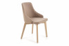 GRAPO Skandynawskie krzesło kubełek z podłokietnikami brązowe na naturalnych drewnianych nogach ciemny beżowy/dąb sonoma - zdjęcie 1