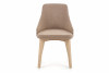 GRAPO Skandynawskie krzesło kubełek z podłokietnikami brązowe na naturalnych drewnianych nogach ciemny beżowy/dąb sonoma - zdjęcie 2