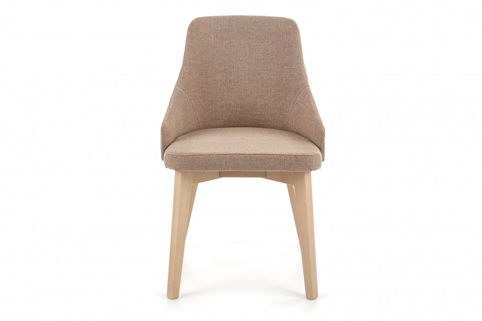 GRAPO Skandynawskie krzesło kubełek z podłokietnikami brązowe na naturalnych drewnianych nogach ciemny beżowy/dąb sonoma - zdjęcie 1