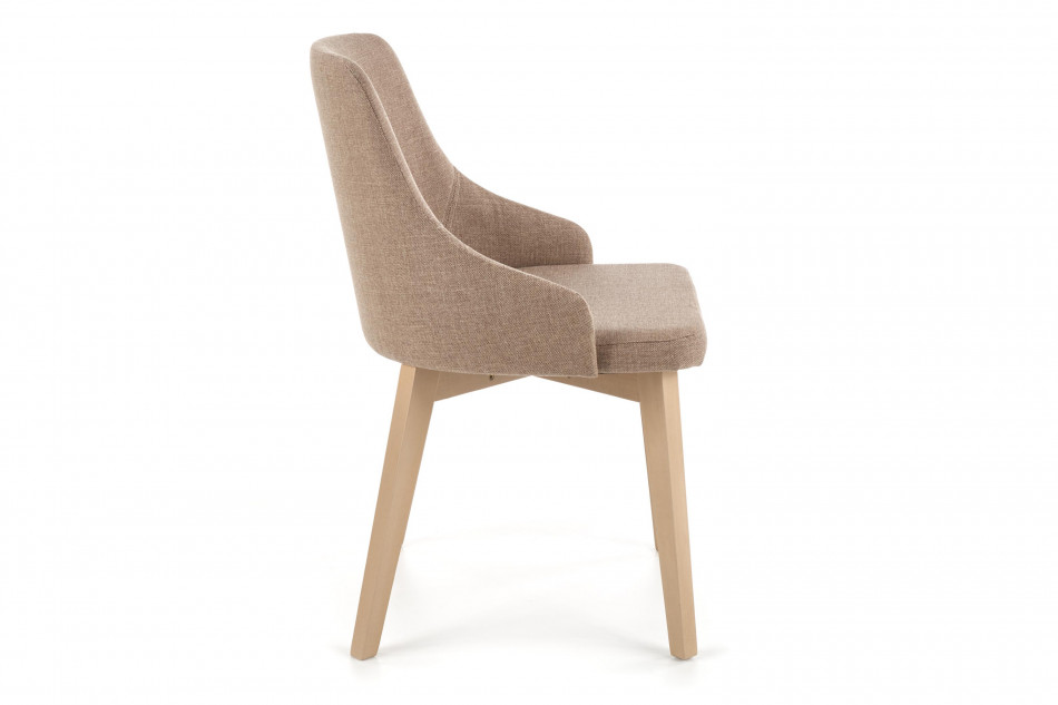 GRAPO Skandynawskie krzesło kubełek z podłokietnikami brązowe na naturalnych drewnianych nogach ciemny beżowy/dąb sonoma - zdjęcie 2