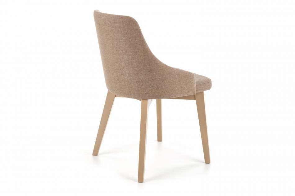 GRAPO Skandynawskie krzesło kubełek z podłokietnikami brązowe na naturalnych drewnianych nogach ciemny beżowy/dąb sonoma - zdjęcie 3