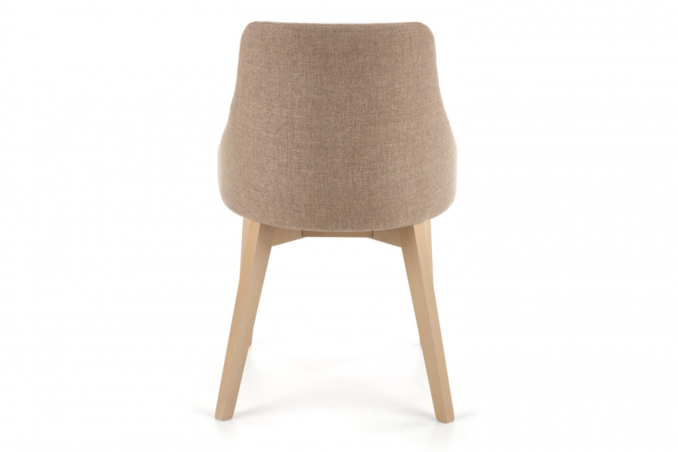 GRAPO Skandynawskie krzesło kubełek z podłokietnikami brązowe na naturalnych drewnianych nogach ciemny beżowy/dąb sonoma - zdjęcie 4