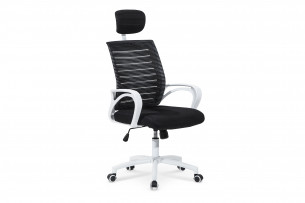 CALLIS, https://konsimo.pl/kolekcja/callis/ Nowoczesne krzesło do biurka czarne czarny/biały - zdjęcie