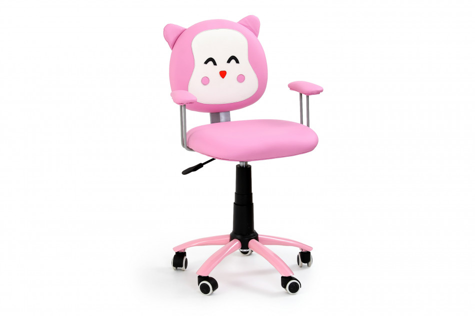 BRIGI Krzesło obrotowe do biurka dla dziewczynki z podłokietnikami różowe różowy - zdjęcie 0