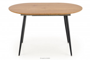 LOSTRI, https://konsimo.pl/kolekcja/lostri/ Okrągły stół rozkładany do salonu loftowy dąb złoty/czarny - zdjęcie