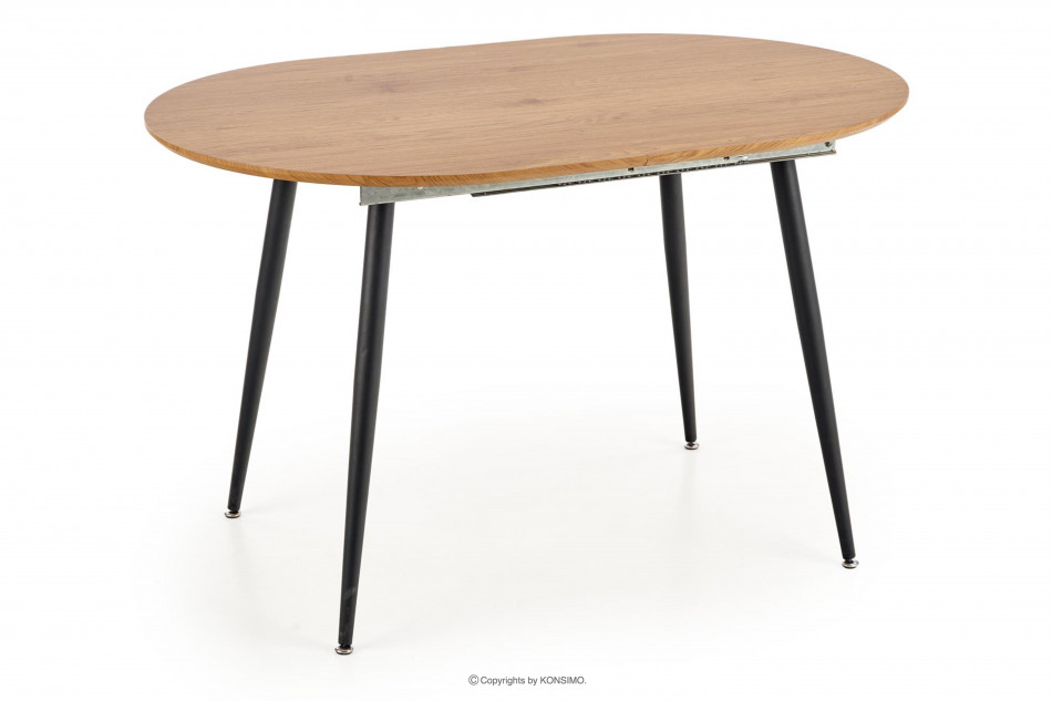 LOSTRI Okrągły stół rozkładany do salonu loftowy dąb złoty/czarny - zdjęcie 3