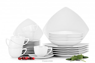 CARLINA, https://konsimo.pl/kolekcja/carlina/ Zestaw obiadowo-kawowy dla 6 osób 30 elementów biały biały - zdjęcie