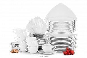 CARLINA, https://konsimo.pl/kolekcja/carlina/ Zestaw obiadowo-kawowy dla 12 osób 60 elementów biały biały - zdjęcie