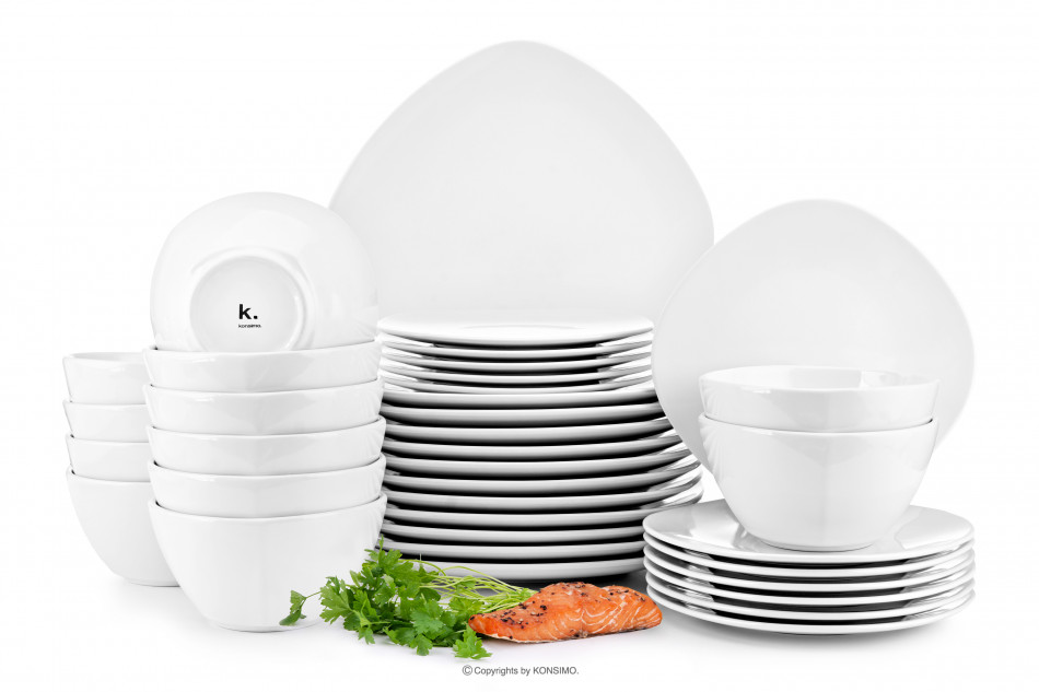 GRESI Nowoczesny zestaw obiadowy dla 12 osób biały (36el) biały - zdjęcie 0