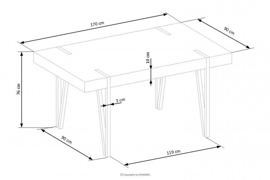 TAPUS Stół do pokoju loftowy dąb san remo/czarny - zdjęcie 6