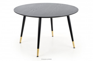 LEVISO, https://konsimo.pl/kolekcja/leviso/ Elegancki okrągły stół do jadalni czarny/złoty - zdjęcie