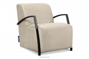 CARO, https://konsimo.pl/kolekcja/caro/ Kremowy nowoczesny fotel z podłokietnikiem kremowy - zdjęcie