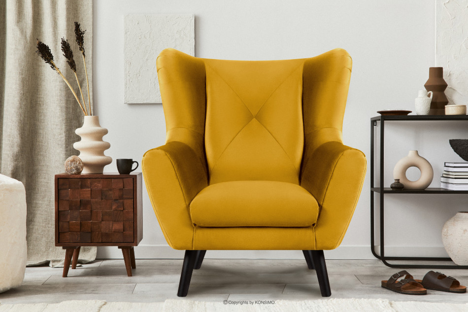 MIRO Elegancki fotel uszak do salonu żółty żólty - zdjęcie 1