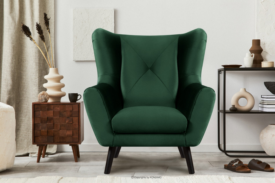 MIRO Fotel uszak elegancki ciemnozielony ciemny zielony - zdjęcie 1