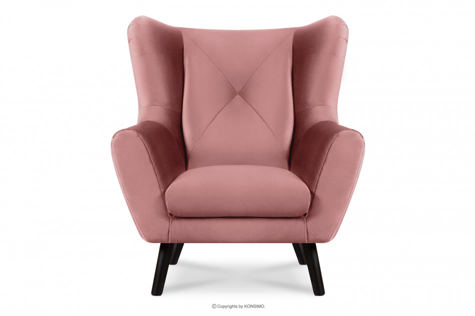 MIRO Różowy fotel uszak do sypialni różowy - zdjęcie 0