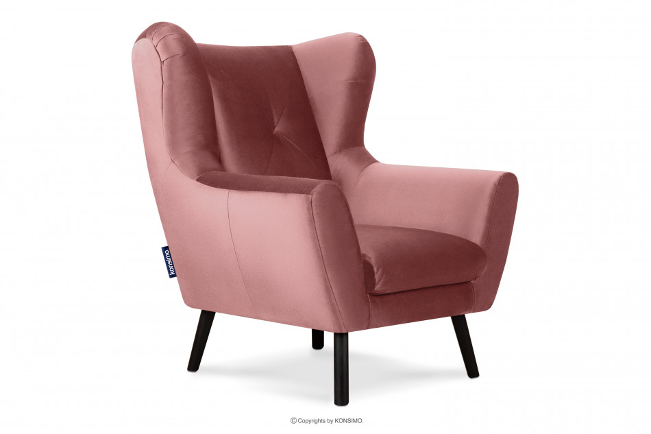 MIRO Różowy fotel uszak do sypialni różowy - zdjęcie 2