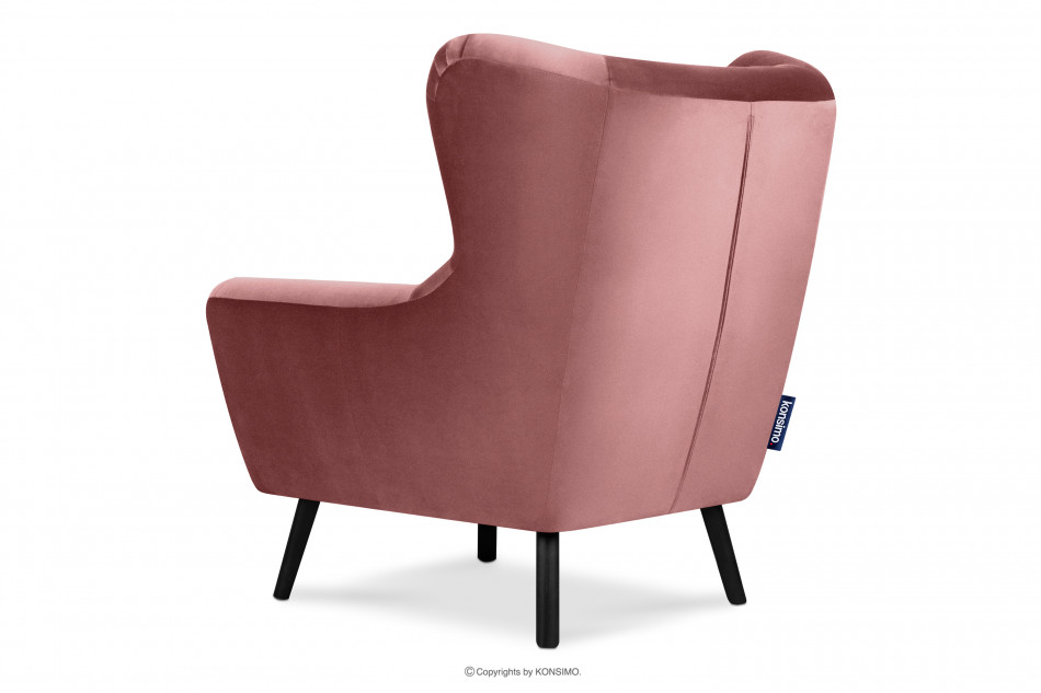 MIRO Różowy fotel uszak do sypialni różowy - zdjęcie 3