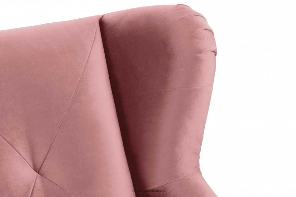 MIRO Różowy fotel uszak do sypialni różowy - zdjęcie 6