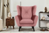 MIRO Różowy fotel uszak do sypialni różowy - zdjęcie 2