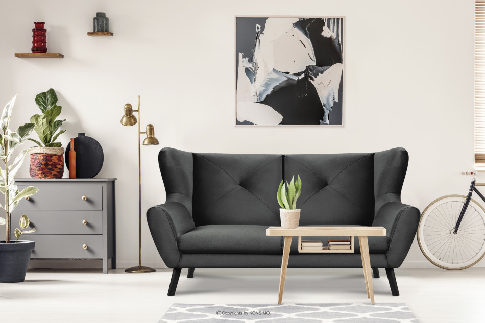 MIRO Elegancka sofa trzyosobowa ciemnoszara ciemny szary - zdjęcie 1